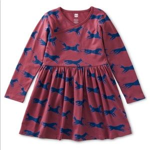 NWT Tea Collection Long Sleeve Wrap Neck Dress Jumping Fox